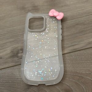 Clear Glitter Phone Case with Pink Bow